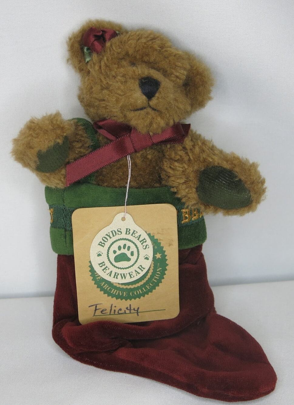 BOYDS BEARS *NWT* Felicity Archive Collection Bear in Christmas Stocking 1997